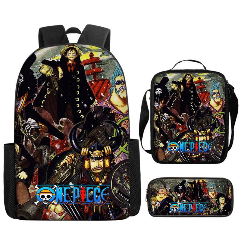 One Piece Piece Anime School Backpack With Air Cushion Straps And Durable Material For Children