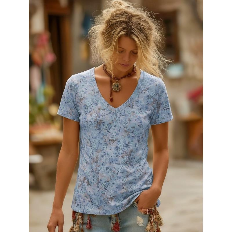 

Fashionable Women s V-neck Casual Short Sleeved T-shirt,Rretro Sports Style Casual Sportswear 2XL