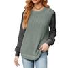 Modischer Damen Langarmpullover mit Farbblockdesign und lockerem Rundhalsausschnitt