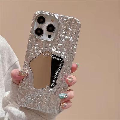 Luxuriöse, spezielle Handyhülle mit Rock-Muster und Spiegel für iPhone 15 14 13 12 Pro Max 11, stilvolle, schützende Softcover