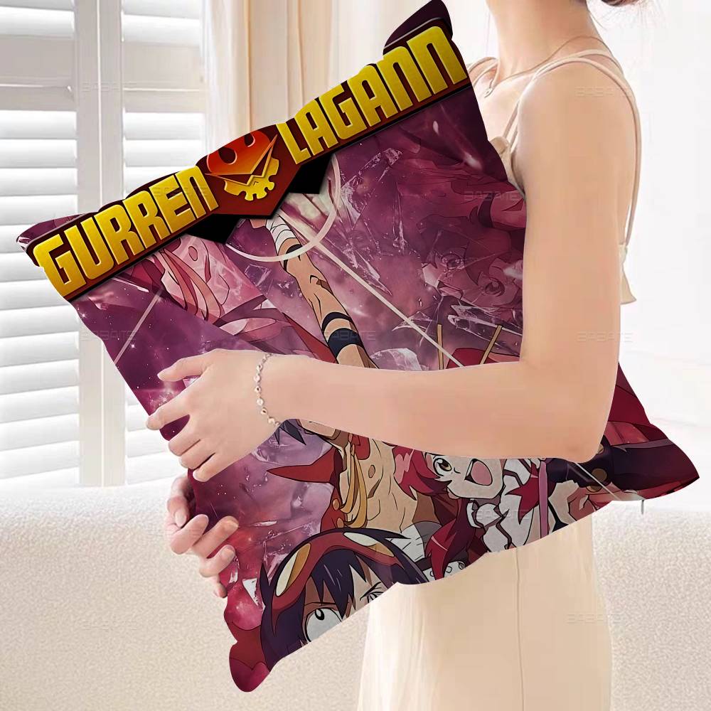 Anime Tengen Toppa GurrenLagann Cushion Cover Car Throw Pillow Case For Sofa Car Christmas Gift 40x40cm 45x45cm