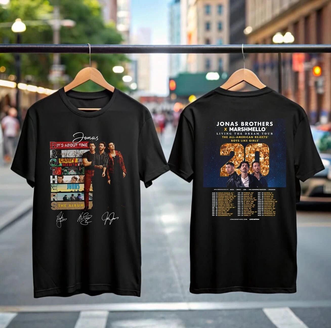 20 Living the Dream Tour 2026 T-Shirt Gifts for Fans Jonas Brothers Marshmello XL