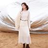 Sancai Machine-Washable High-Waist A-Line Knit Midi Skirt