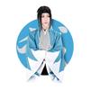 Shinsengumi Haori Japanese Dandara Pattern Happi Jacket, Okita Hijikata Cosplay Costume, Fujitatsu Free Size Traditional Kimono Coat, Light Blue
