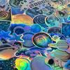 50 Cartoon Laser Blue Space Graffiti Stickers Decorate Guitar Notebook Suitcase DIY Waterproof