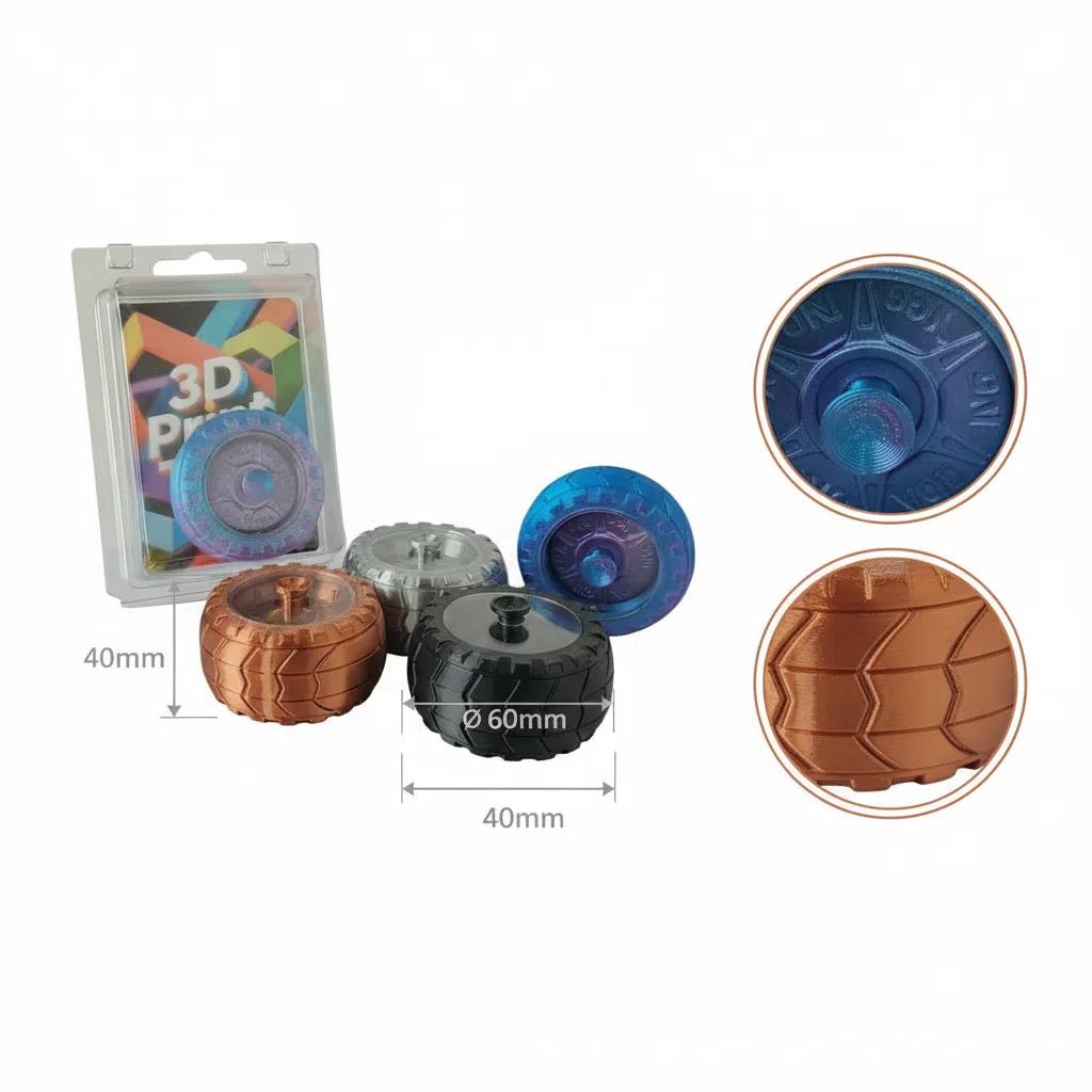 3D Finger Spinner Dual Wheel Stress Relief Toy with Tire Design and Transparent Packaging