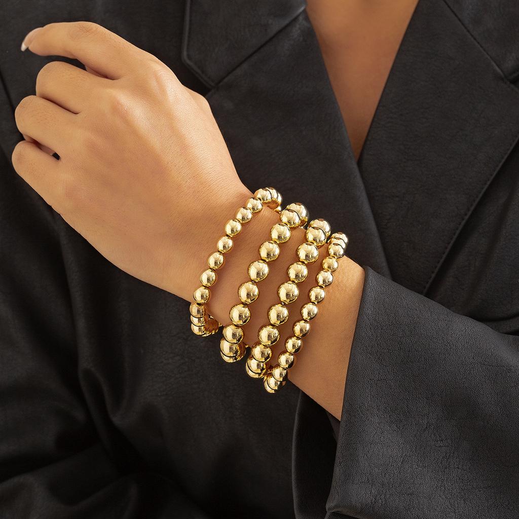 European and American Jewelry, Exaggerated Beaded Multi-layer Stacked Punk Necklace, Niche Simple Round Bead Chain Necklace Women
