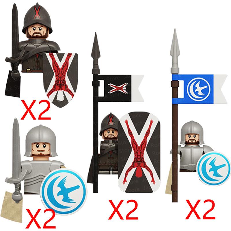 Military Building Blocks Solider Figures Gifts Toys Movie Science Fiction Series Medieval Knight Legion Weapons Shield Flag MOC