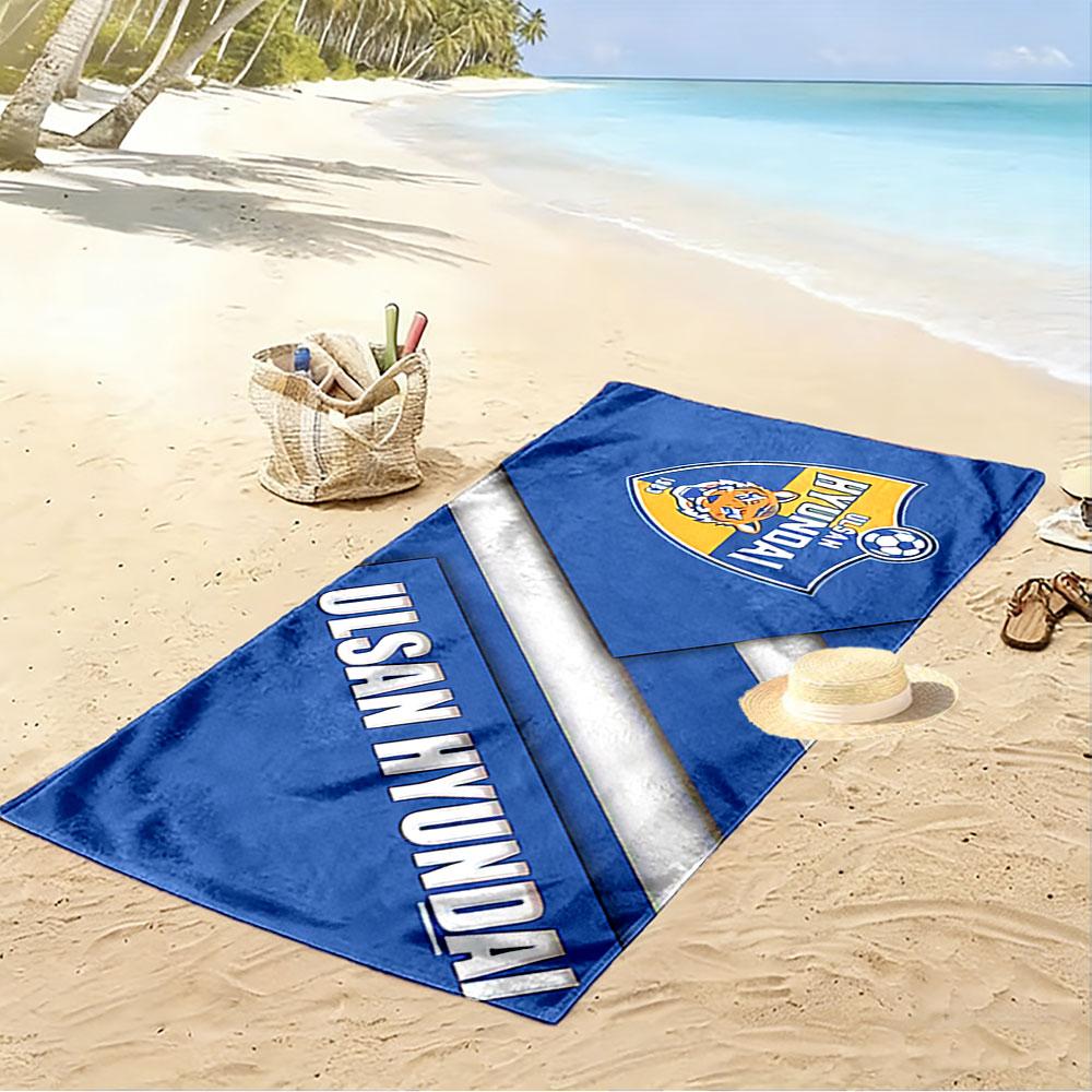 Beach Towel with Ulsan Hyundai Korean Football Crest, Quick Dry Lightweight, Ultra Soft Absorbent, for Vacation Pool Gift