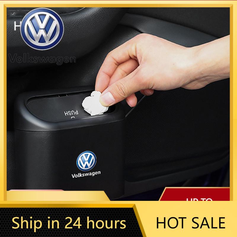 Valve Stems Caps For VOLKSWAGEN VW Car Clamshell Trash Bin Hanging Vehicle Garbage Dust Case Storage Box Black ABS For Volkswage