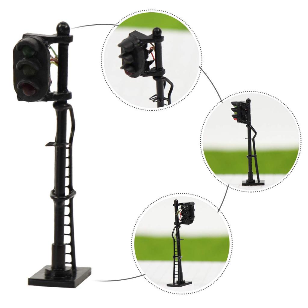Set of 3 Traffic Signal Traffic Black Metal Light for Model and Educational DIY Projects 1150 Lights, Three-Light Lights, Pillars, Trains, Buildings,