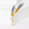 Classic Wheat Sheaf Cubic Zirconia Broochs For Women Men Gold Metal Crystal Plant Brooch Party Daily Zircon
