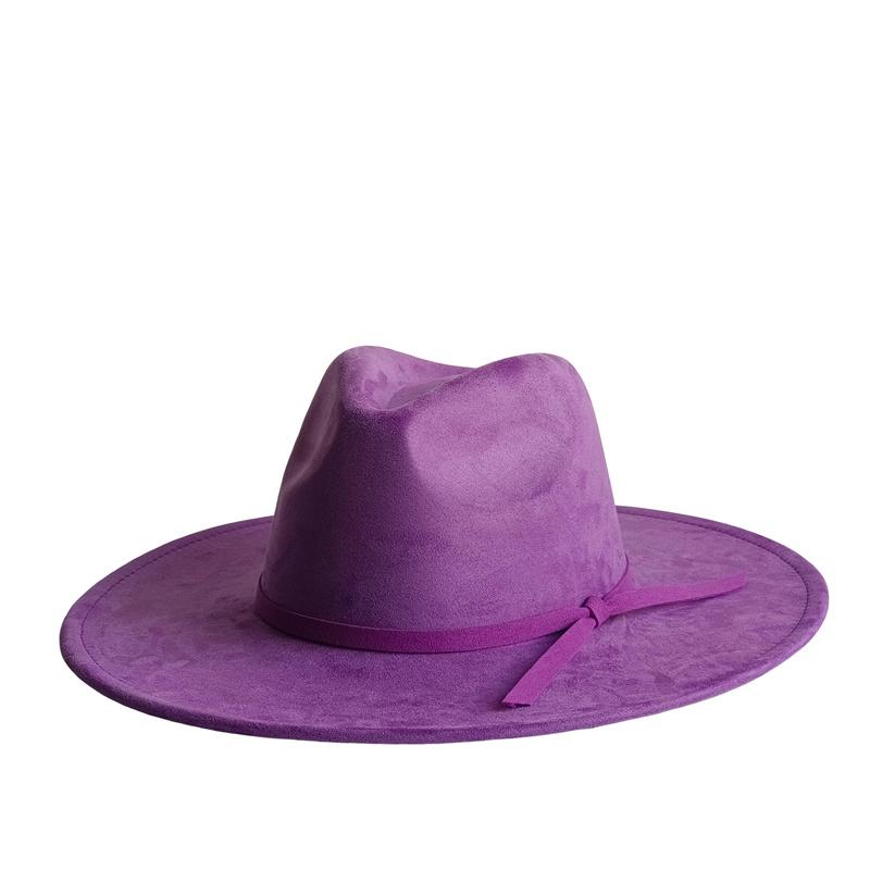 Donkere Suède Hoed Met Een Brede Rand Fedora Hoed Mannen Vrouwen Herfst Winter Vilt Jazz Hoeden Klassieke Kerk Fedoras Chapeau Sombrero Mujer 55 -58cm pink