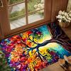 Lebensbaum Natur Wikinger Teppich für Wohnzimmer Schlafzimmer Dekor, Rutschfeste Fußmatte Meditation Picknickmatte Geschenkidee Boho