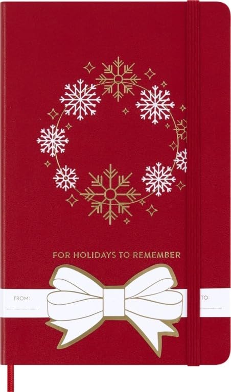Moleskine Holiday Notebook, Hardcover, Large, Lined, HOLIQP060RSNOW
