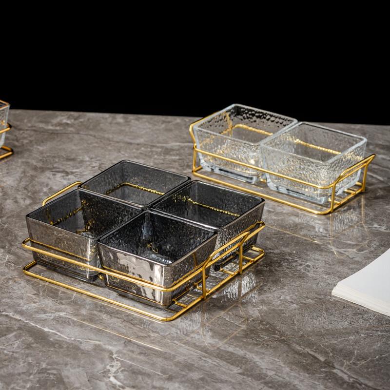 WUHE Six-Grid Segmented Serving Tray with Transparent Lid
