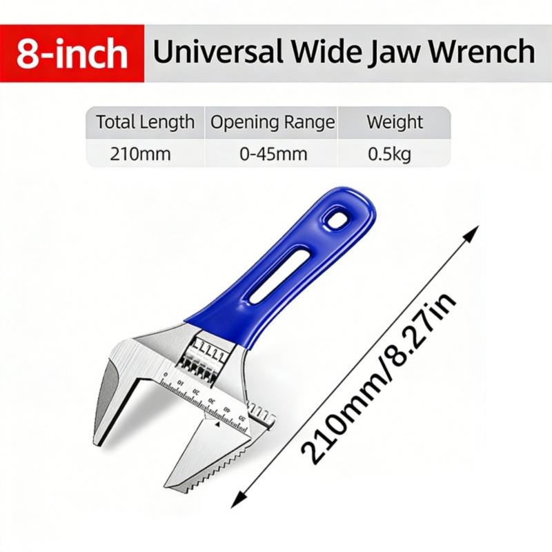 0-45mm Adjustable Double Use Wrench Pipe Wrench for Faucet/Connecting Pipe/Shower Head Hand Tool for Water Pipe