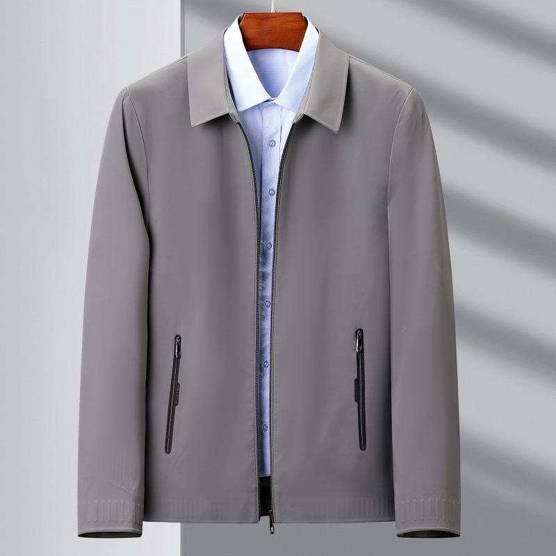 

High-end Mulberry Silk Jacket Men s Thin Spring and Autumn Middle-aged Lapel Temperament Jacket Business Casual Leadership Dad Wear 195