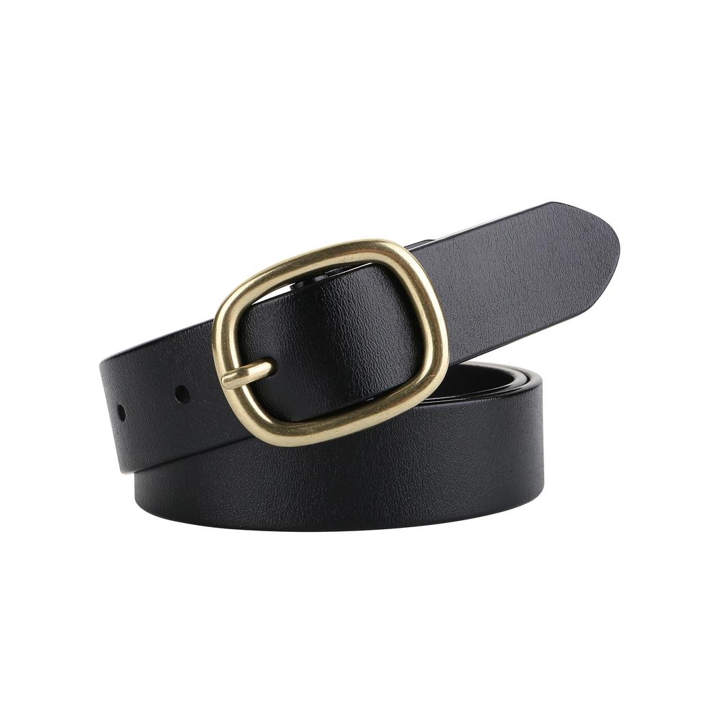 Trendy Women's Belt Sliver Metal Buckle Belt Jeans Belt Retro Gold Buckle Girdle Genuine Leather Belt Fashion Decoration Belts