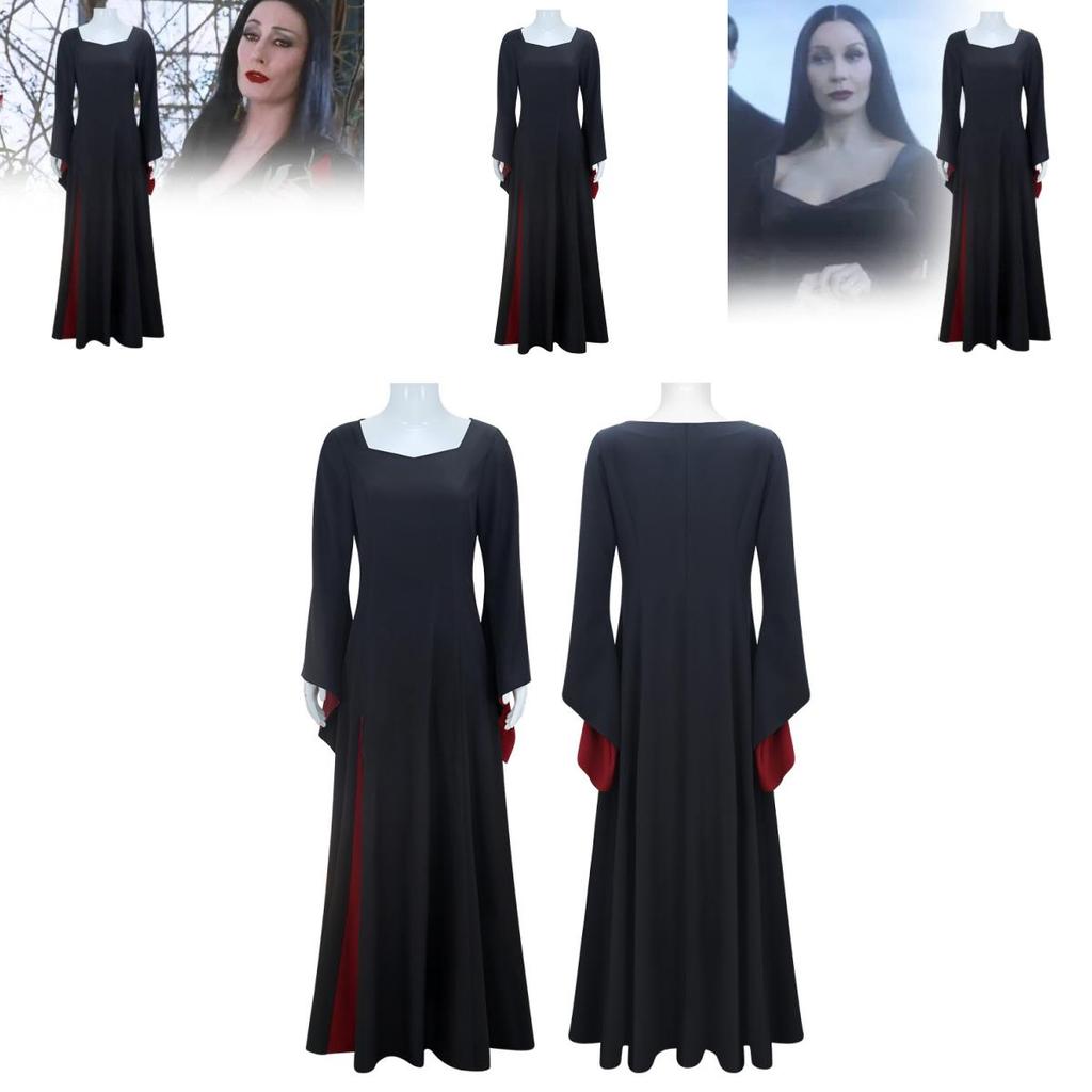 Wednesday Addams Cosplay Costume For Halloween Stage Performance With Elastane For Adults