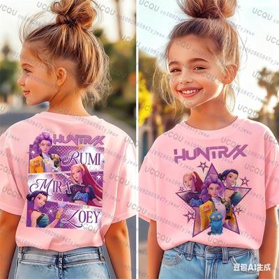 Kpop Demon Hunters Maglietta Genitore Figlio Halloween Kpop Demon Hunters Maglietta Harajuku Moda Casual Cotone Maglietta Bambino Abbigliamento Cosplay