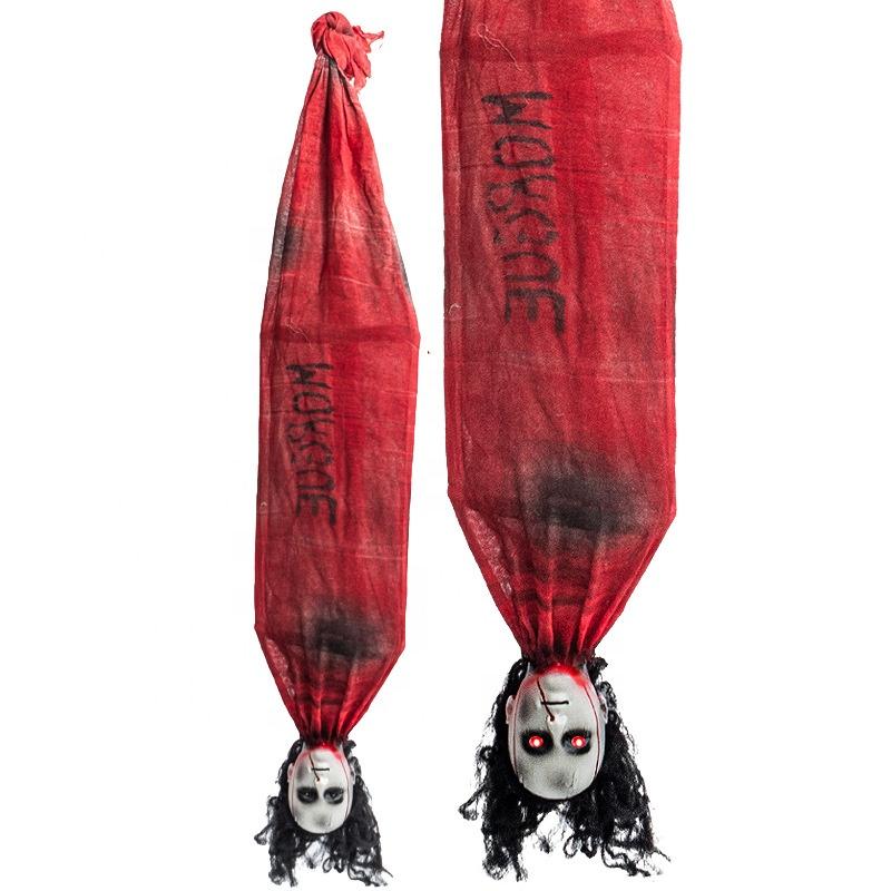 Halloween Red Dress Inverted Hanging Female Ghost Battery Powered Electric Induction Vibration Indoor Use Ghost House Decoration