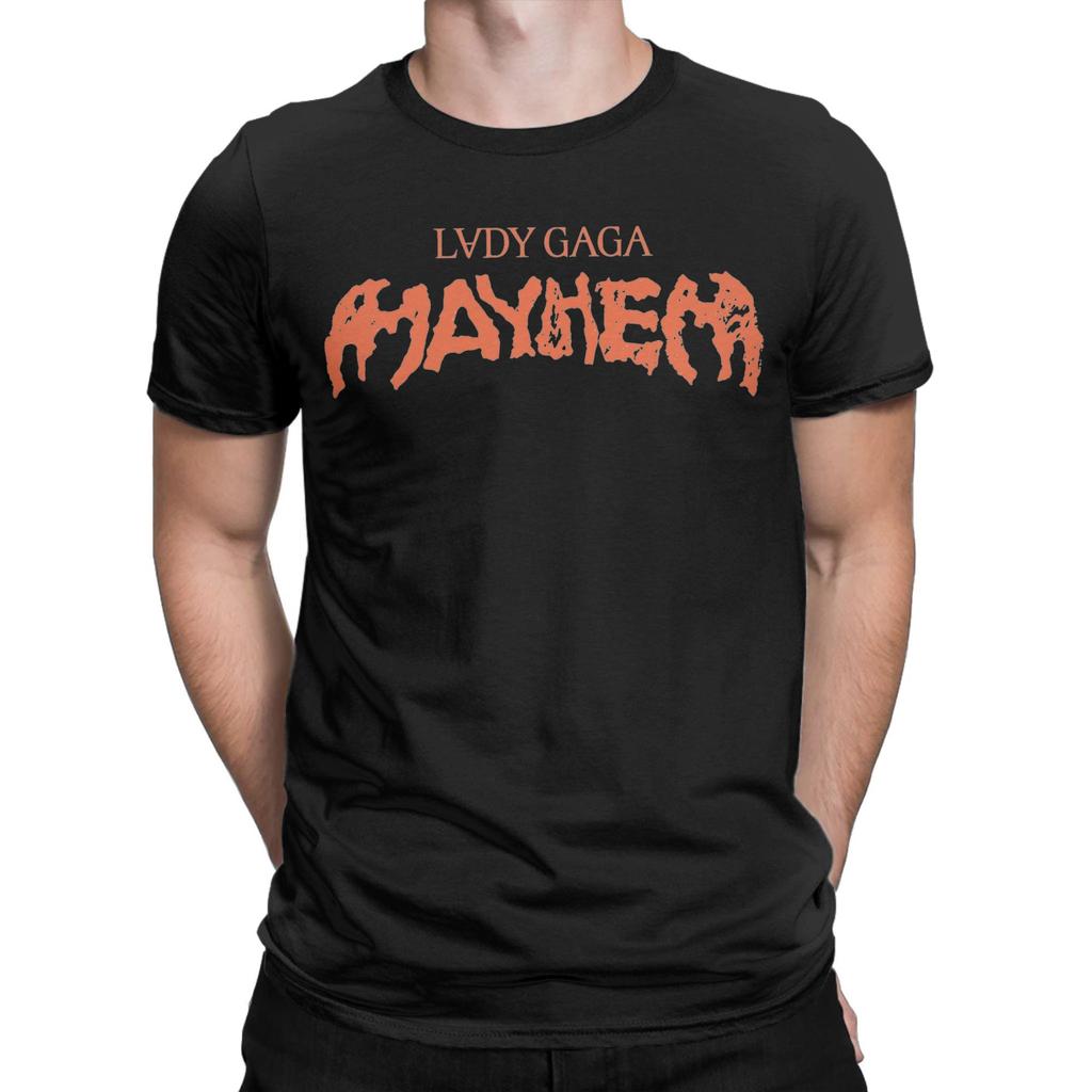 Lady Gaga Mayhem Album Logo T-Shirt for Men  Hipster Cotton Tees Round Collar Short Sleeve T Shirt 4XL 5XL Clothes