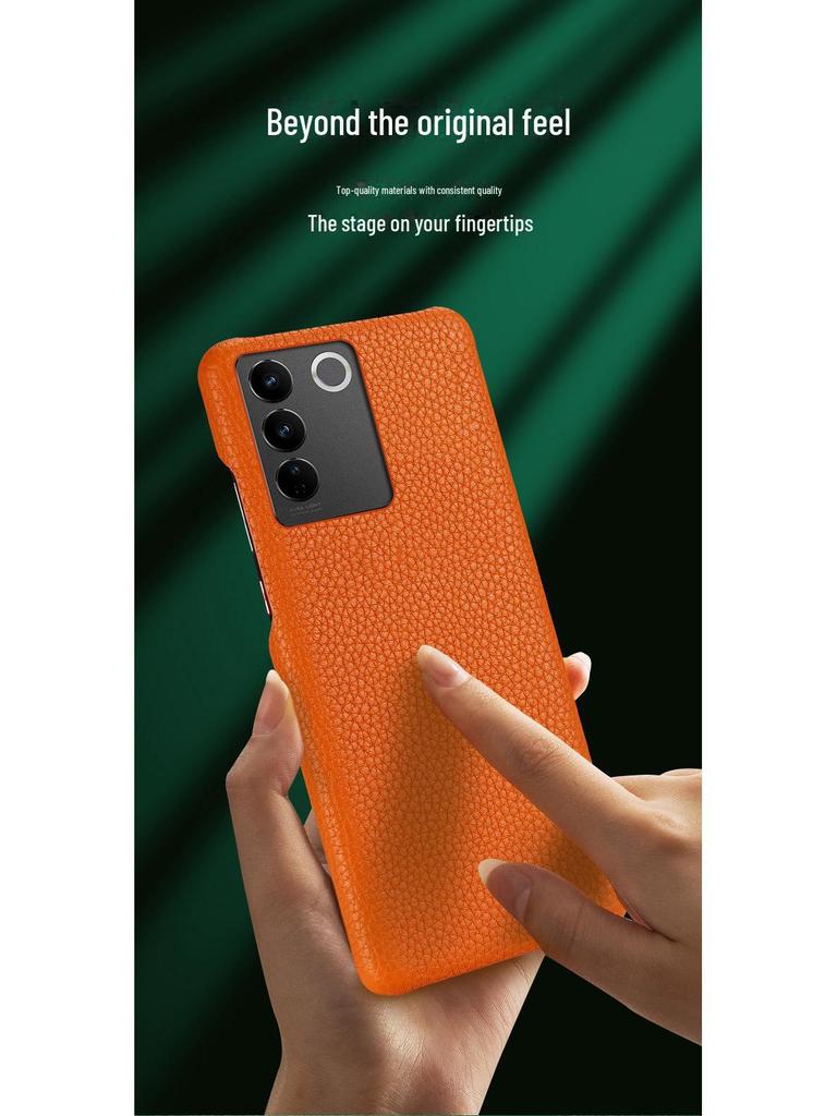 Vivo Nex3 Genuine Leather Half-Cover Protective Case with Litchi Pattern