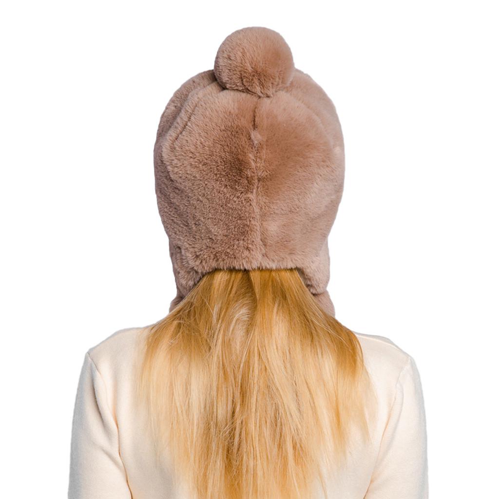 Luxurious Women's Faux Fur Winter Hat with Ear , Warm and Stylish, Perfect for Cold , One Size Fits All