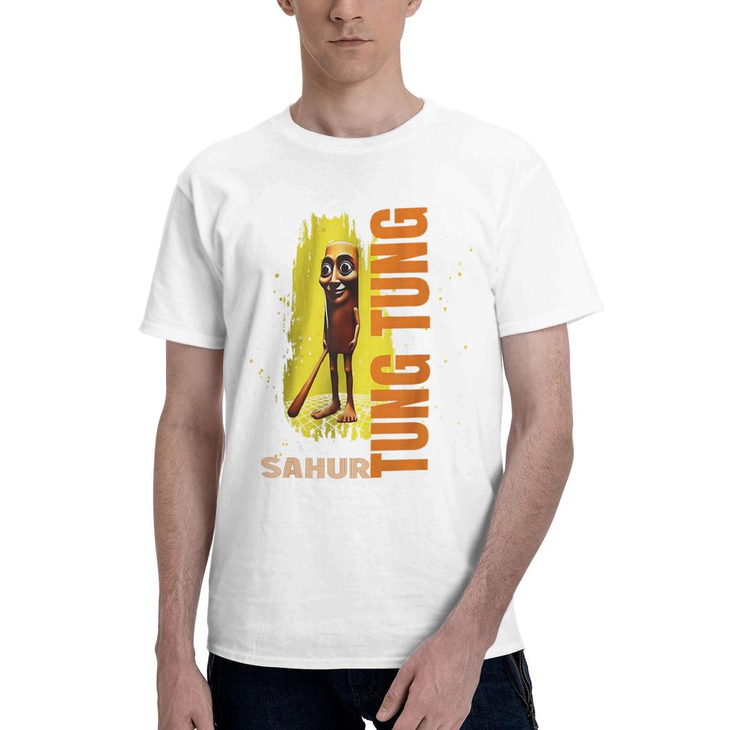 Humor Gen Z Tung Tung Tung Sahur T Shirt Men Cotton Vintage T-Shirts Round Neck  Tee Shirt Short Sleeve Clothes Plus Size
