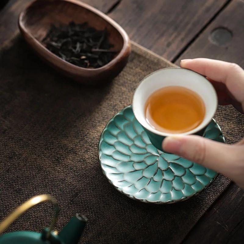 Rough Ceramic Square Coasters Japanese Retro Home Kitchen Anti-scald Heat Insulation Cup Base Kung Fu Tea Ceremony Accessories