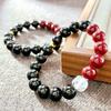 High Quality Natural White Crystal Black Agate Ankola Red Artificial Crystal Pearl Bracelet Bracelet.