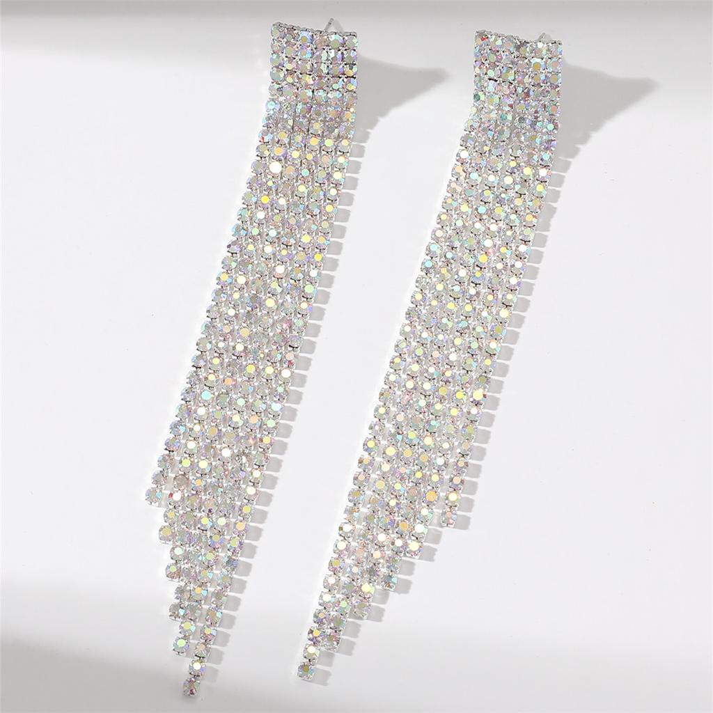 Orecchini Lunghi con Frange in Strass AB Super Scintillanti di Lusso Temperamento Orecchini alla Moda Orecchini da Sposa Orecchini da Donna 1 Paio