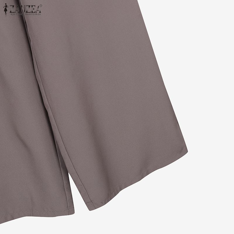 ZANZEA Women Short Sleeve Cardigan Blouse and Pants Casual Two Piece Suit Sets