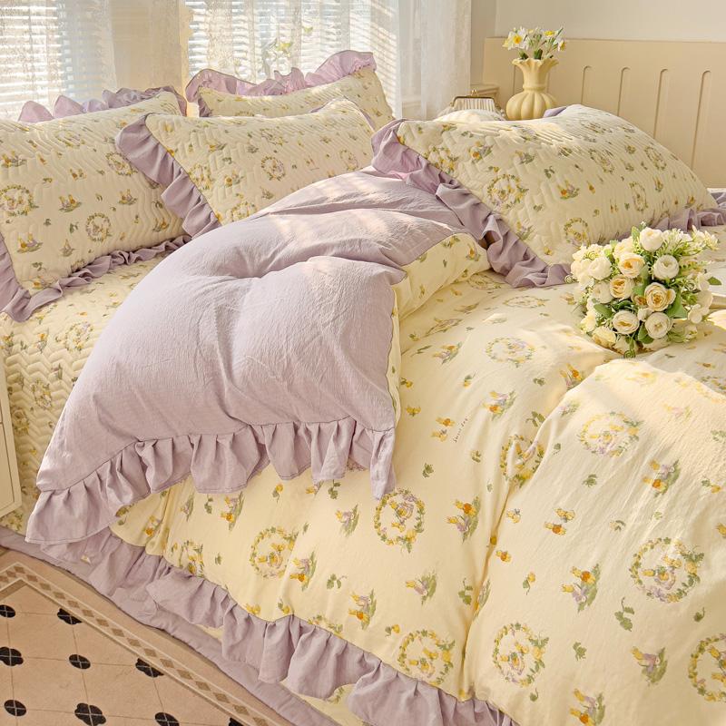 Mei Yun Ge Yun Gan Jacquard Double layer Yarn Bed Cover Han Edition Four piece Set