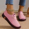 Real Soft Leather Single Shoes Comfortable Flat-soled Lace-up Mother Shoes Wide Fat Feet Cow Tendon Sole Soft Sole Soft Surface Middle-aged Large Size