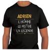 Men's T-shirt - Adrien - Round Neck - Short Sleeves - Custom Black Cotton