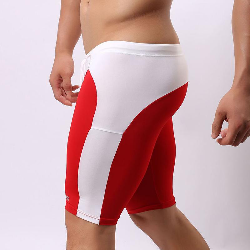 Herren Niedrig sitzende Slim Fit Fitnesshose Mode Kordelzug Color-Block Badehose Bequem eng anliegend Fünf-Punkt-Shorts