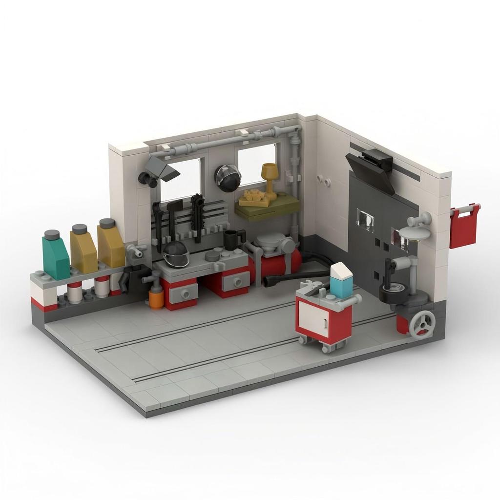 Compatible Building Blocks MOC Car Repair Shop Creative Toy Desktop Car Model Display Piece with Small Parts