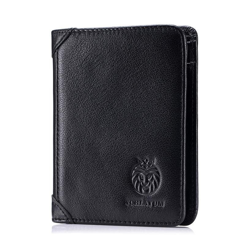 Anti-theft Brushed Genuine Leather Wallet, Retro Bag for Men, Short Vertical Wallet