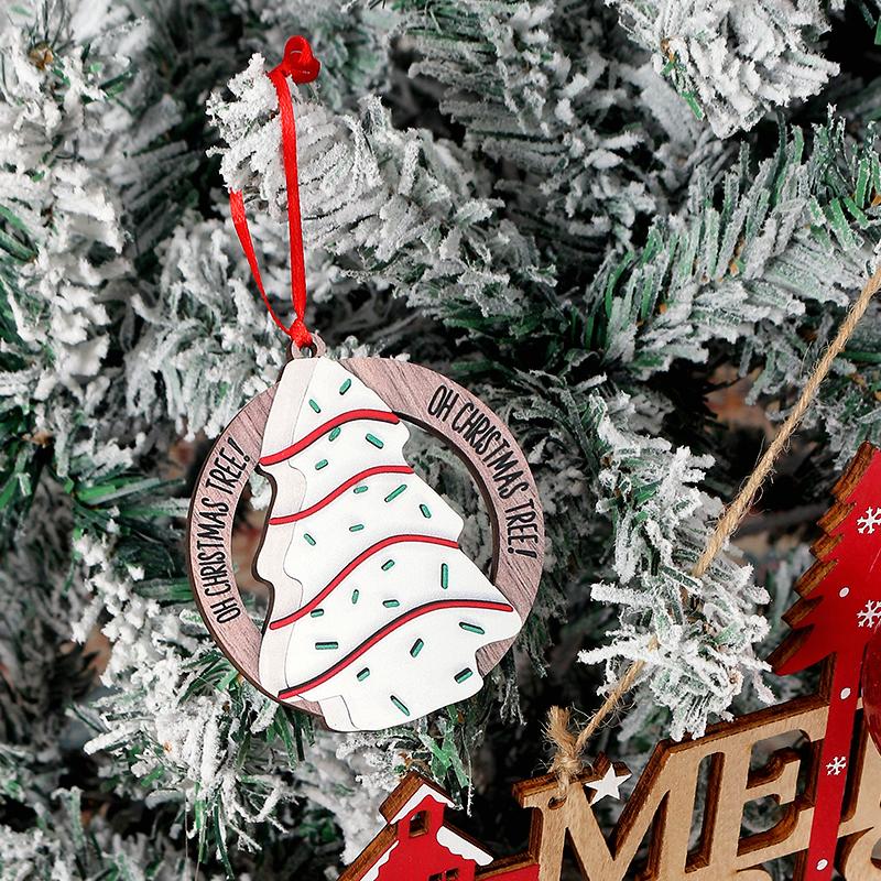 Christmas Pendant Wooden Christmas Tree Ornaments Xmas Hanging Pendants for Home Room Party Decor 2025 New Year Gift Accessories