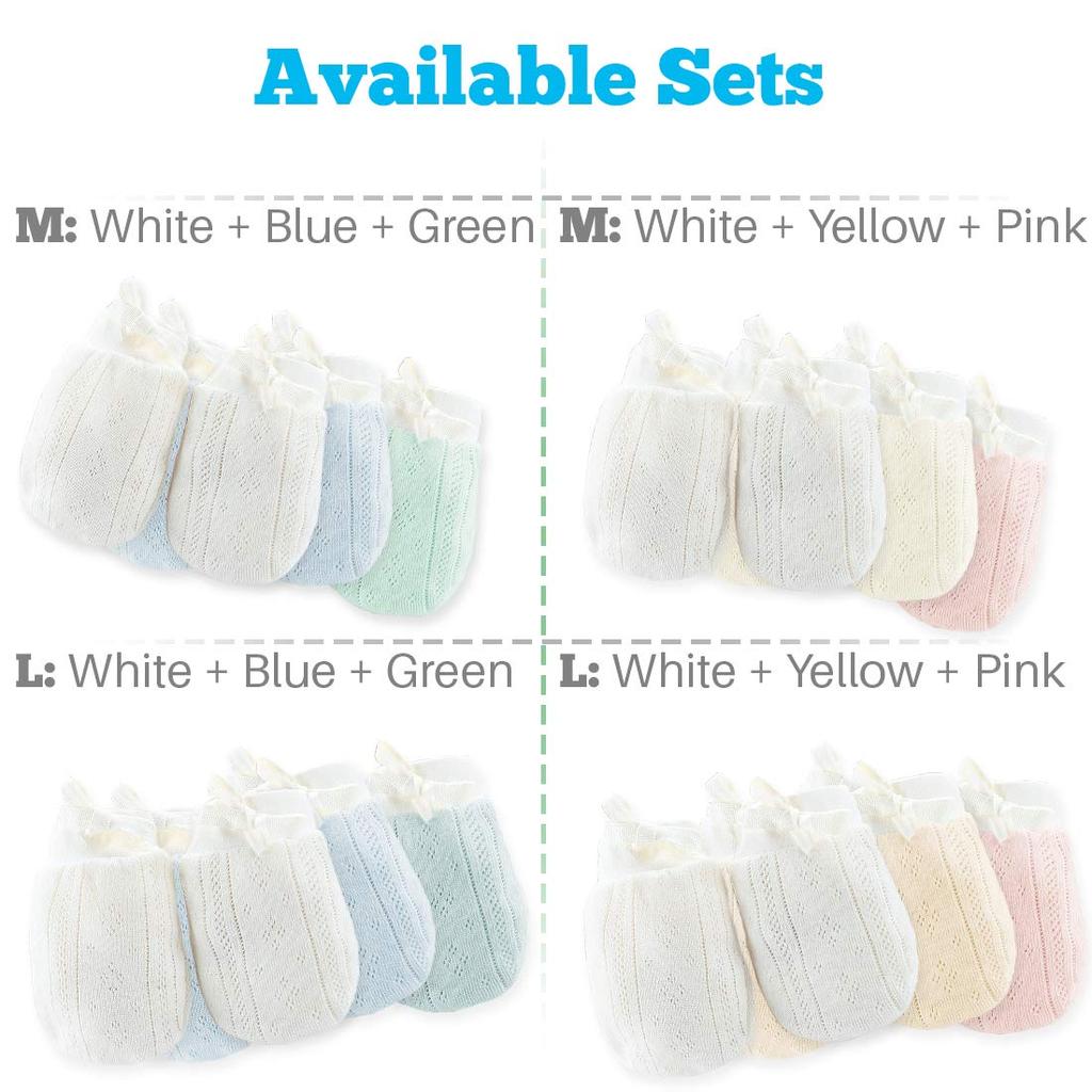 Dziecięce rękawiczki niemowlęce Scratch Baby Baby Newborn Years 3 Pair Set [Kalevel] Mittens, Mesh, Cotton, Protection, Prevention, Clothes, Gift, Gift, 0-1 Old, Popular,