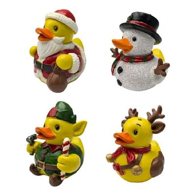 Christmas Duck Statues Animal Figurines Sculptures Desktop Ornament for Bookshelf Home Decors Collectible Figurines