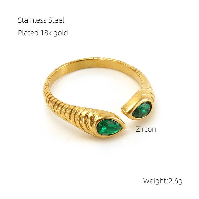 European-American 18k Gold Zircon Retro Open Ring for Women