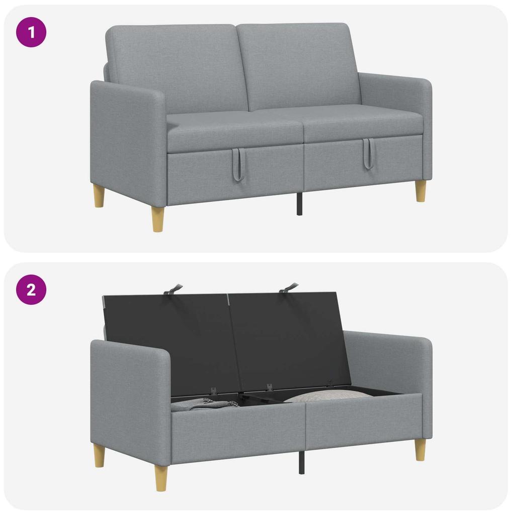 Storage Sofa in Light Grey 152 x 78 x 87 cm Polyester