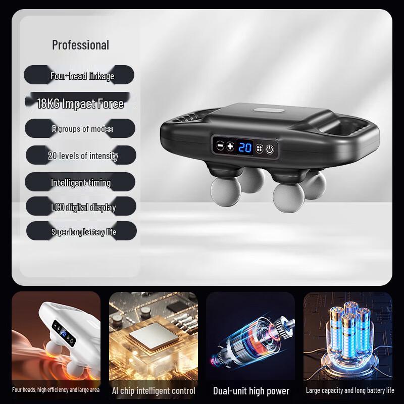 

BOSHILI Professional 4-Head Deep Tissue Percussion Massager