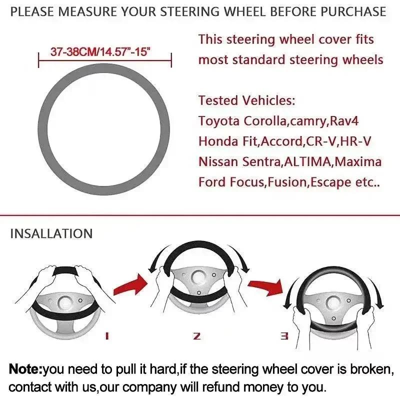 DPO3 38CM adatto per Skoda Octavia Rapid Kodiaq Kamiq KAROQ accessori coprivolante auto in fibra di carbonio scamosciato
