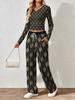 Spring and Autumn Ladies V-Neck Long Sleeve Pants Set Comfortable Casual Versatile Slim Two-piece Set