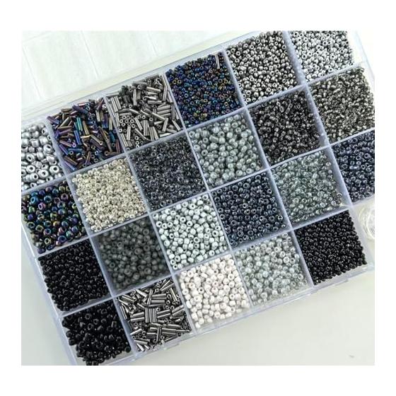 BetterJonny Glass Seed Beads & Tube Beads Kit 23 Colors Mixed Pony & Bugle Beads with Elastic String Materials for DIY Jewelry Making,