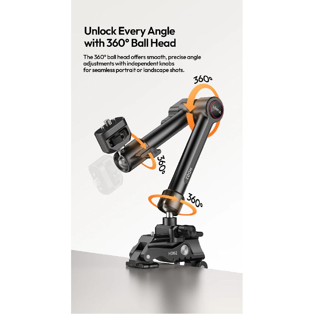 Ulanzi HD02 10 inch Magic Arm Kit with Super Clamp 1/4" Screw 360° Adjustable Ball Head Monitor Mount Camera Mount Holder